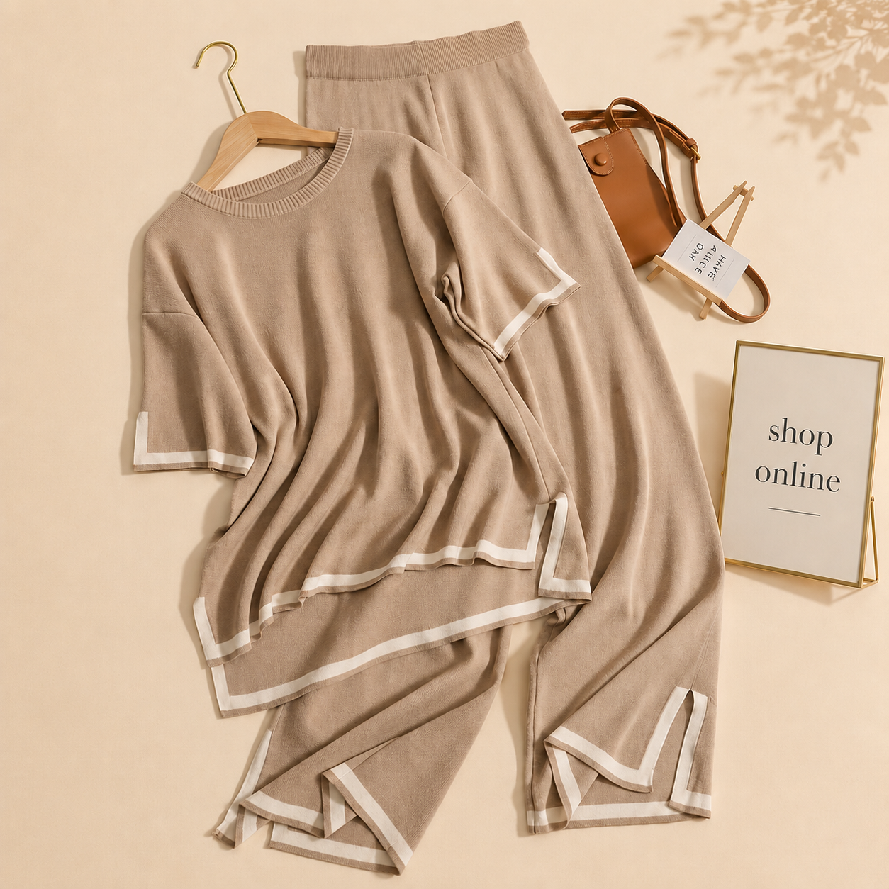 BEIGE SUMMER LINING TRACKSUIT