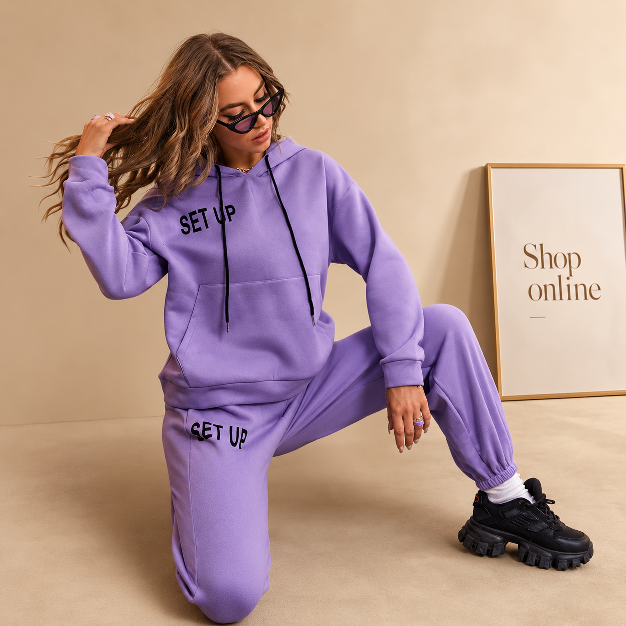 PURPLE HOOD TRACKSUIT PRINTED SETUP
