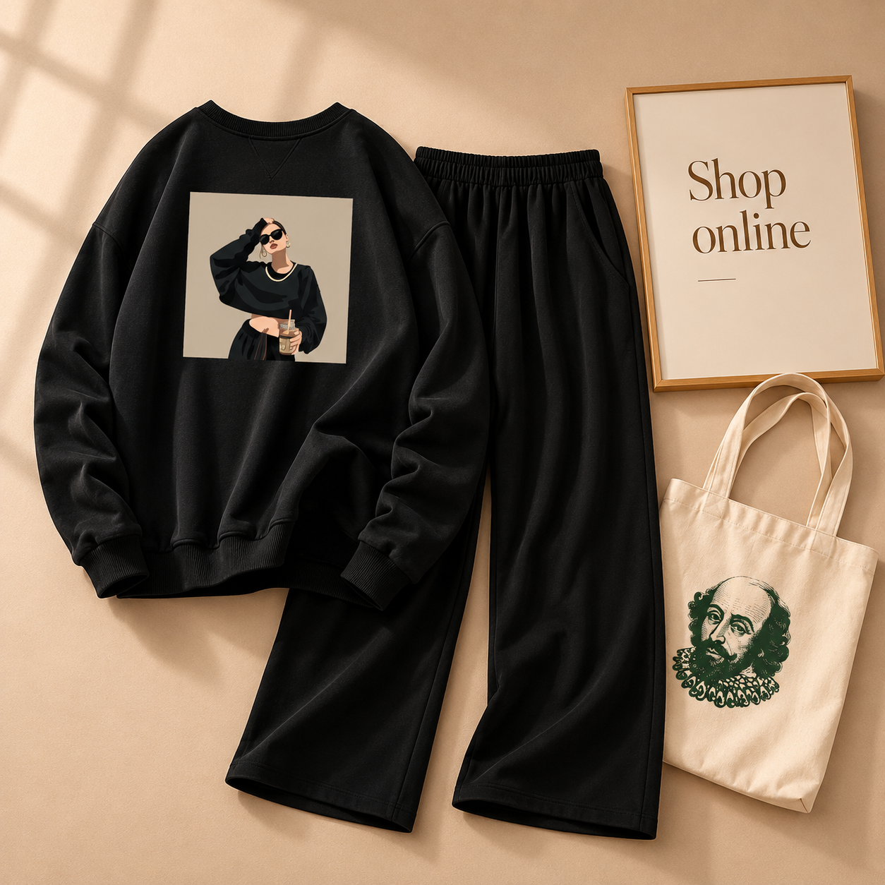 NECKLACE GIRL BLACK SWEATSHIRT WITH FLAPPER