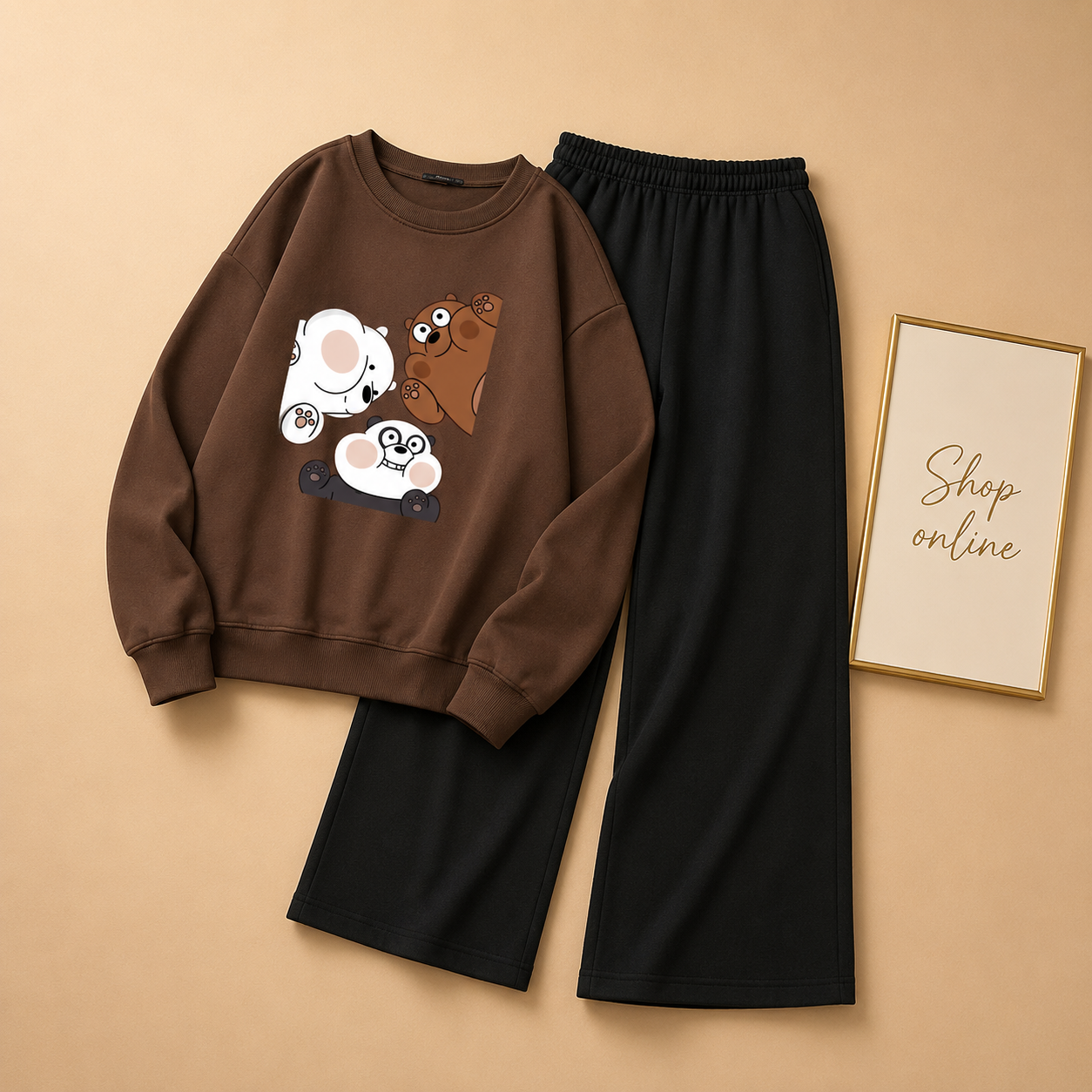 BOX BEAR BROWN SWEATSHIRT WITH FLAPPER