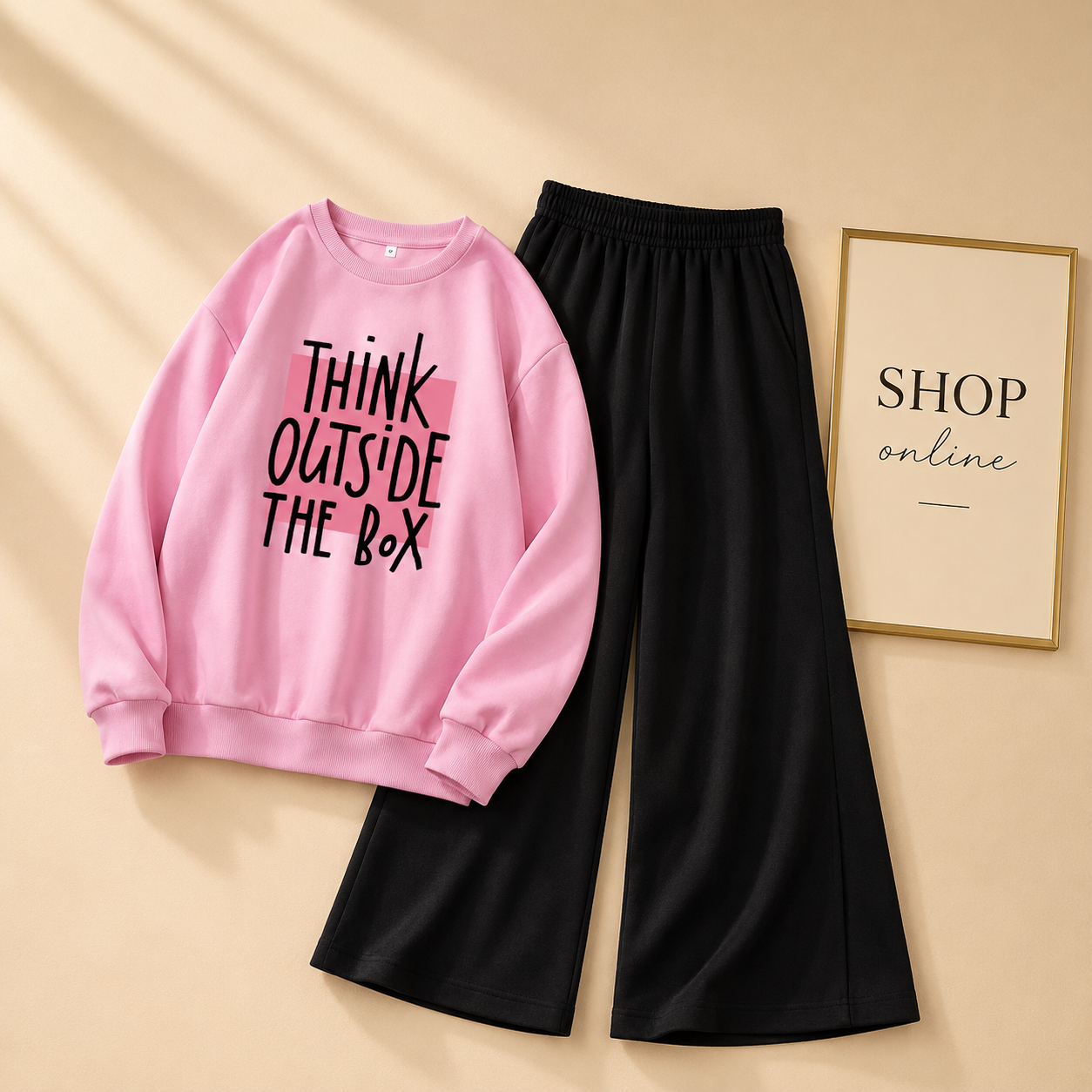 THINK OUTSIDE PINK SWEATSHIRT WITH FLAPPER