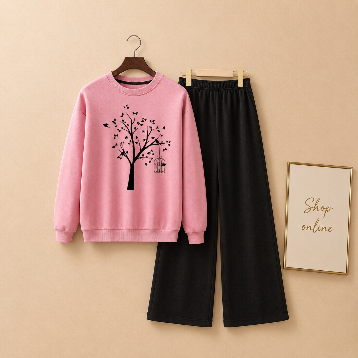 NEW TREE PINK SWEATSHIRT WITH FLAPPER