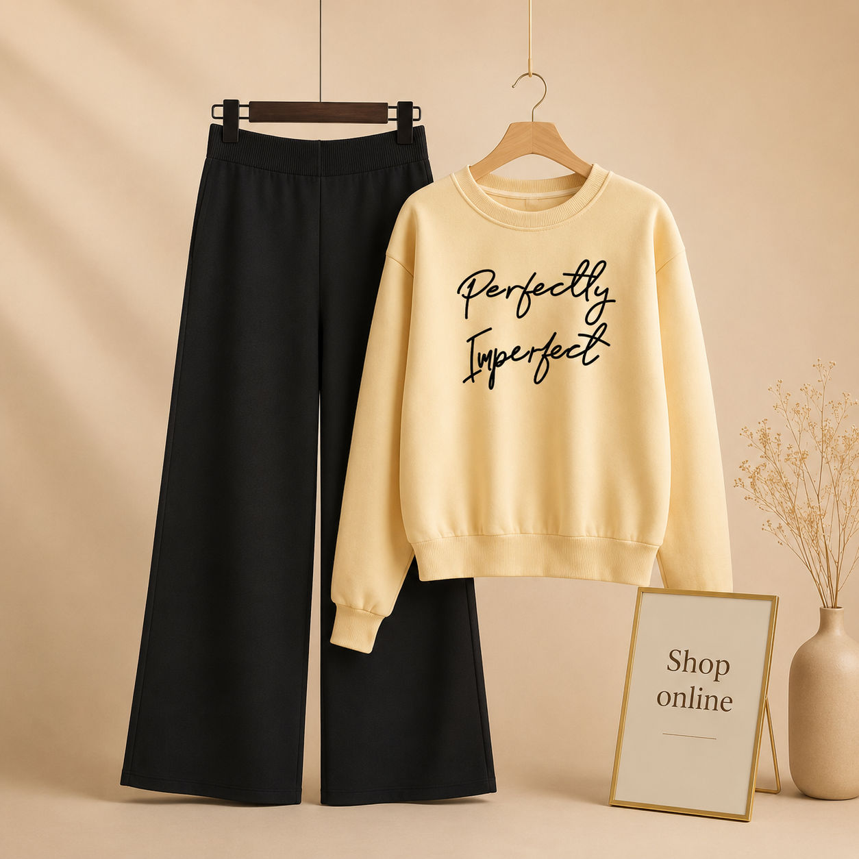 PERFECTLY IMPERFECT BEIGE SWEATSHIRT WITH FLAPPER