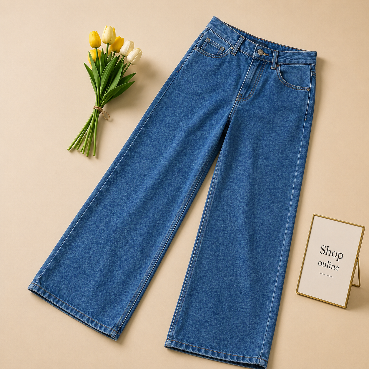 MID BLUE WIDE LEG