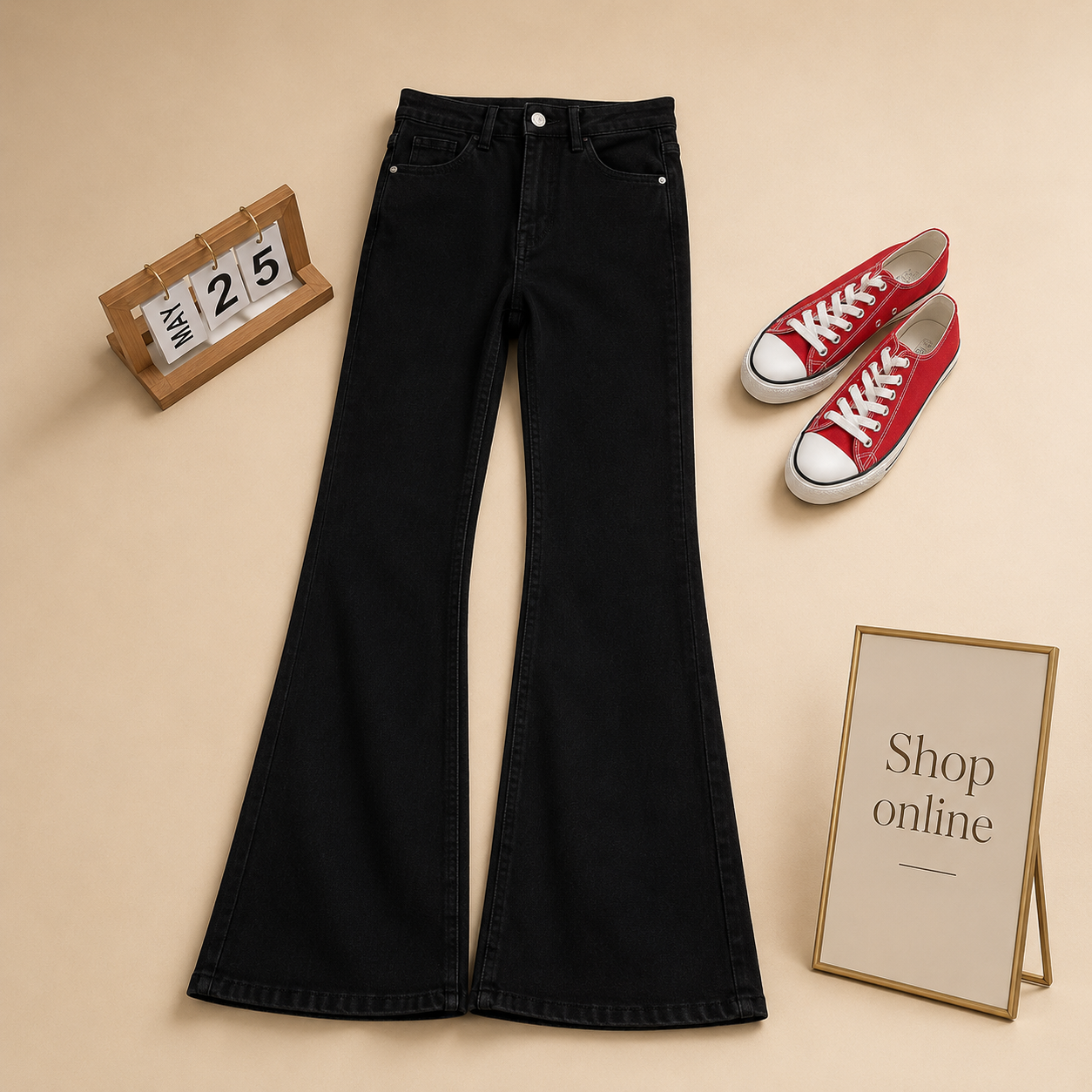 BLACK BELL BOTTOM JEANS