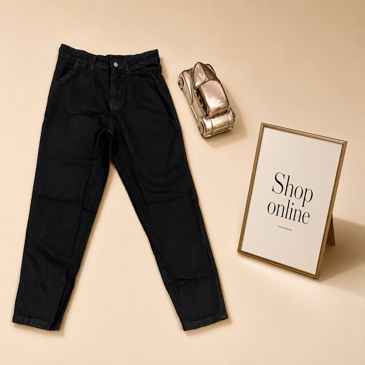 HIGH WAISTED BLACK MOM JEANS