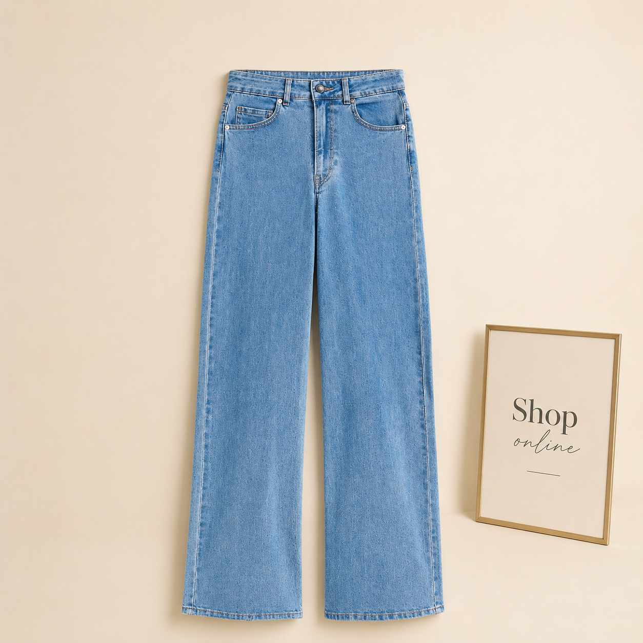 SKY BLUE WIDE LEG JEANS HIGH WAISTED