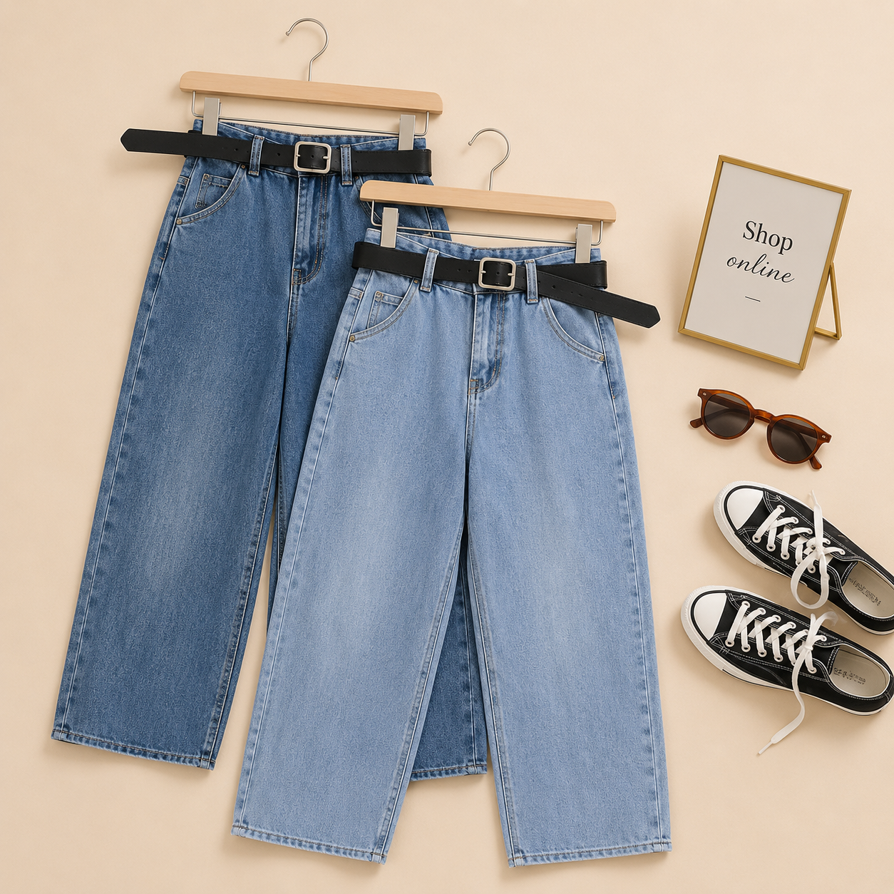 PACK OF 2 MOM JEANS (ICE BLUE AND MID BLUE)