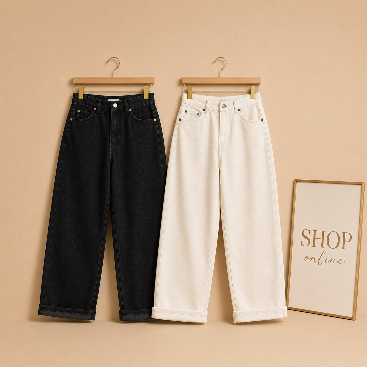 PACK OF 2 WIDE LEG JEANS ( WHITE AND BLACK )