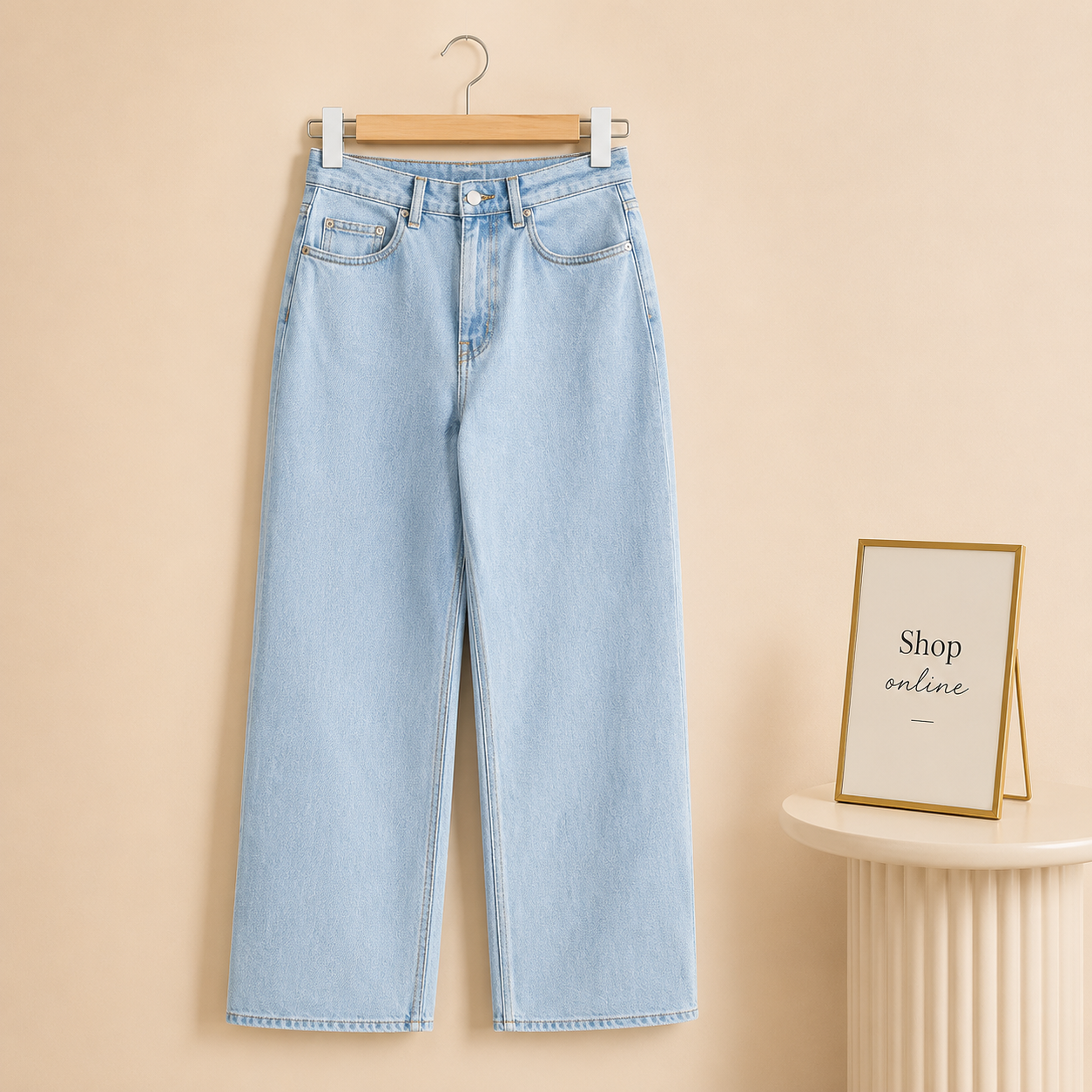 ICE BLUE WIDE LEG JEANS