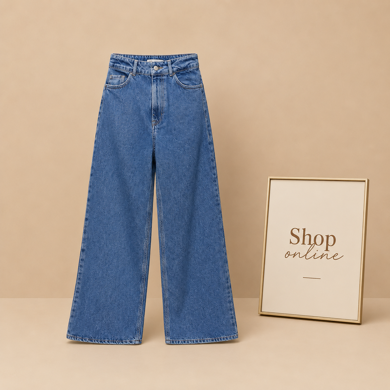 LIGHT MID BLUE WIDE LEG JEANS