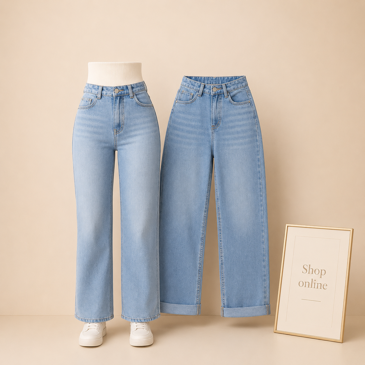 ICE BLUE WIDE LEG JEANS