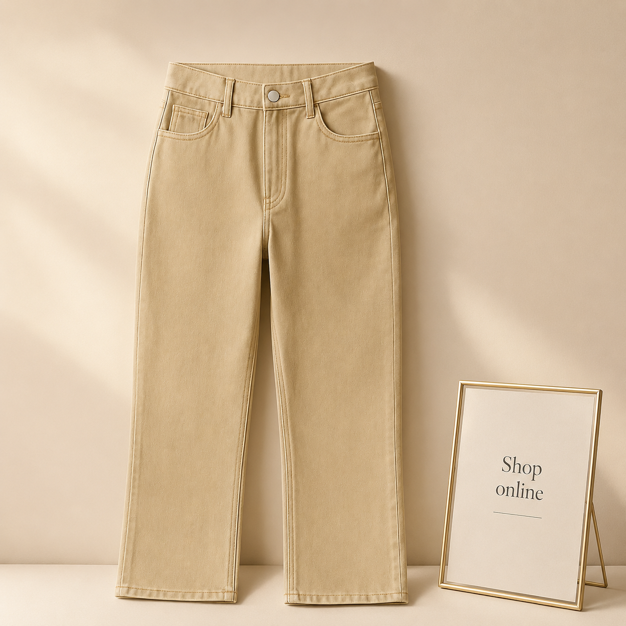 BEIGE BOOT CUT JEANS