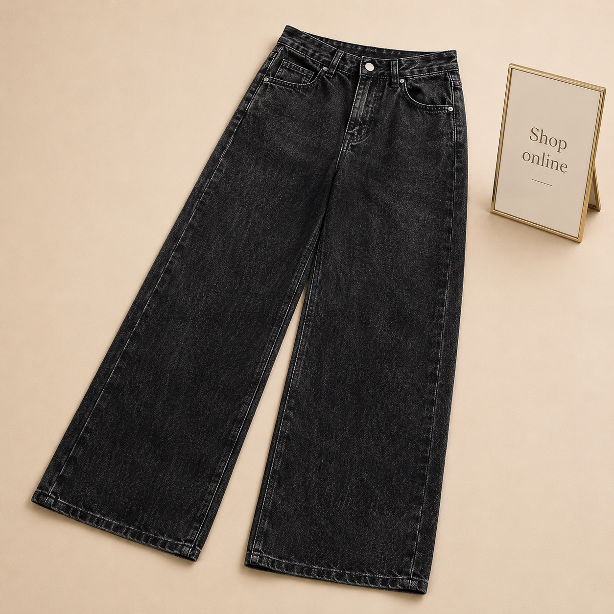 MALAYSIAN BLACK WIDE LEG JEANS