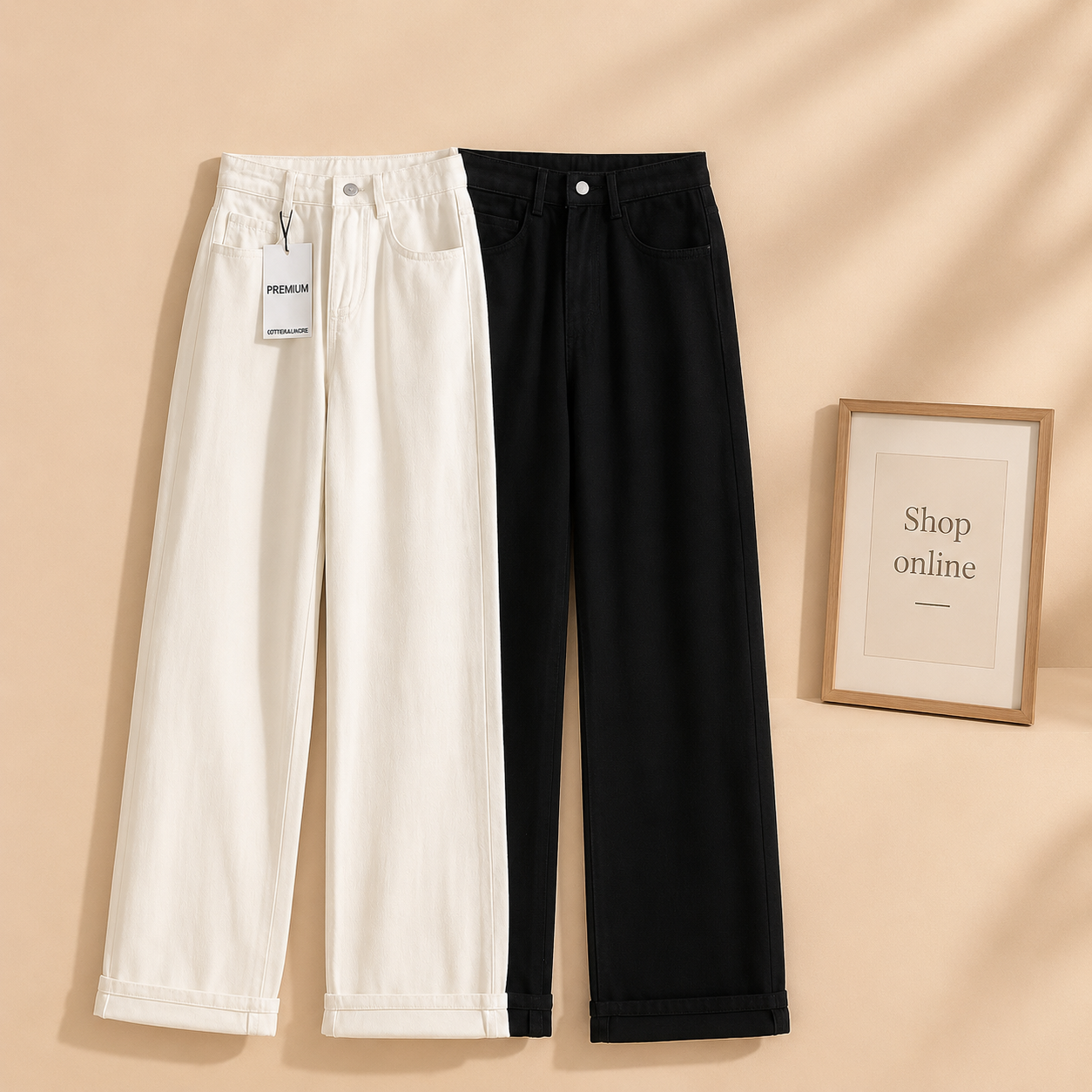 PACK OF 2 WIDE LEG JEANS ( WHITE AND BLACK )