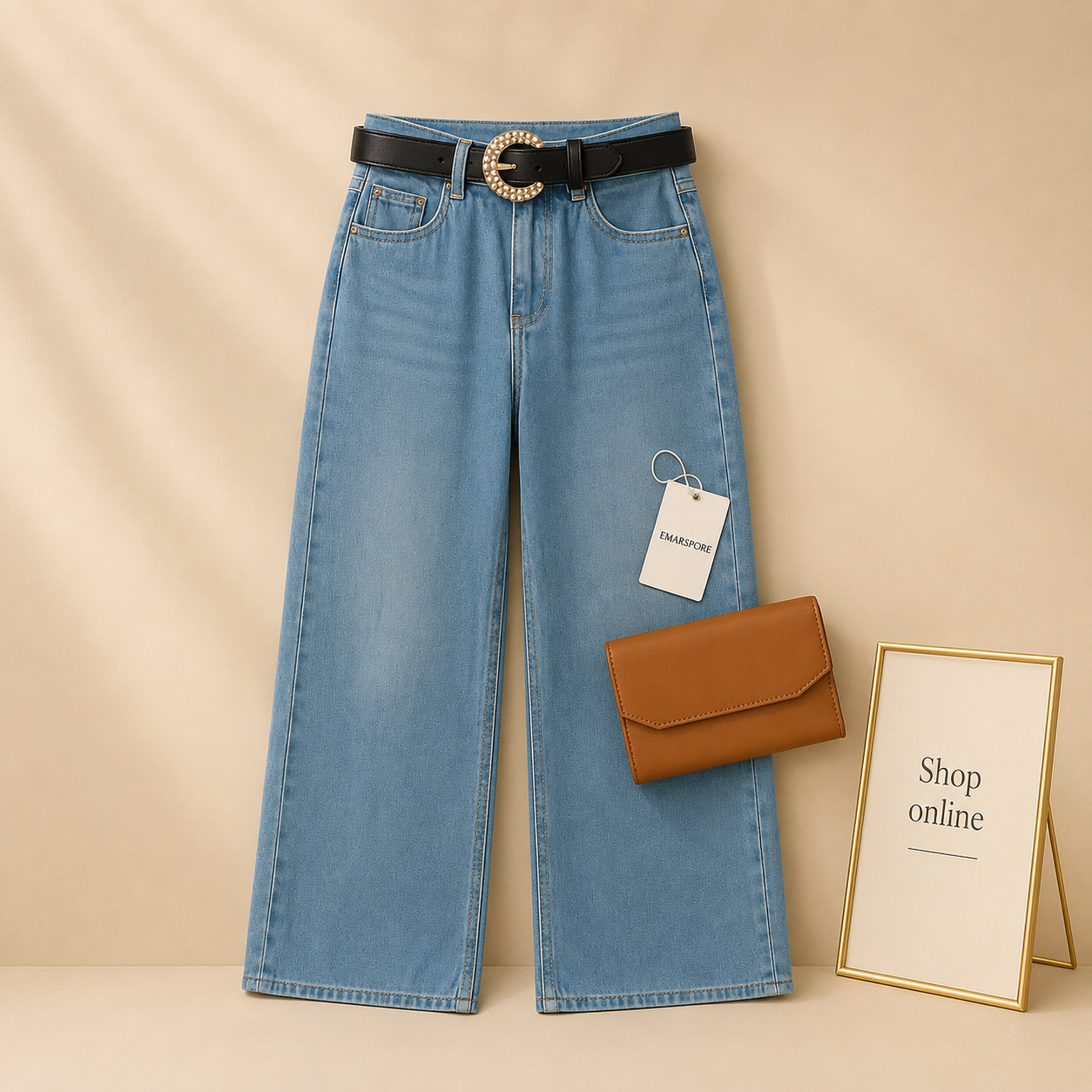 AQUA BLUE WIDE LEG JEANS