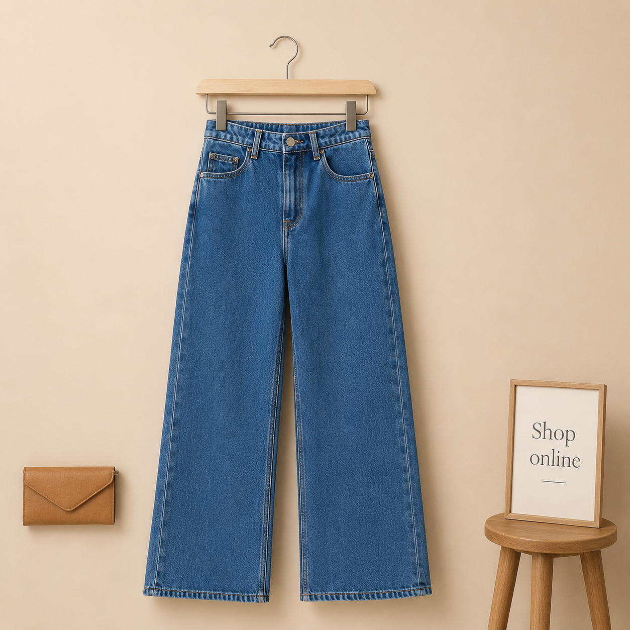 MID BLUE WIDE LEG JEANS