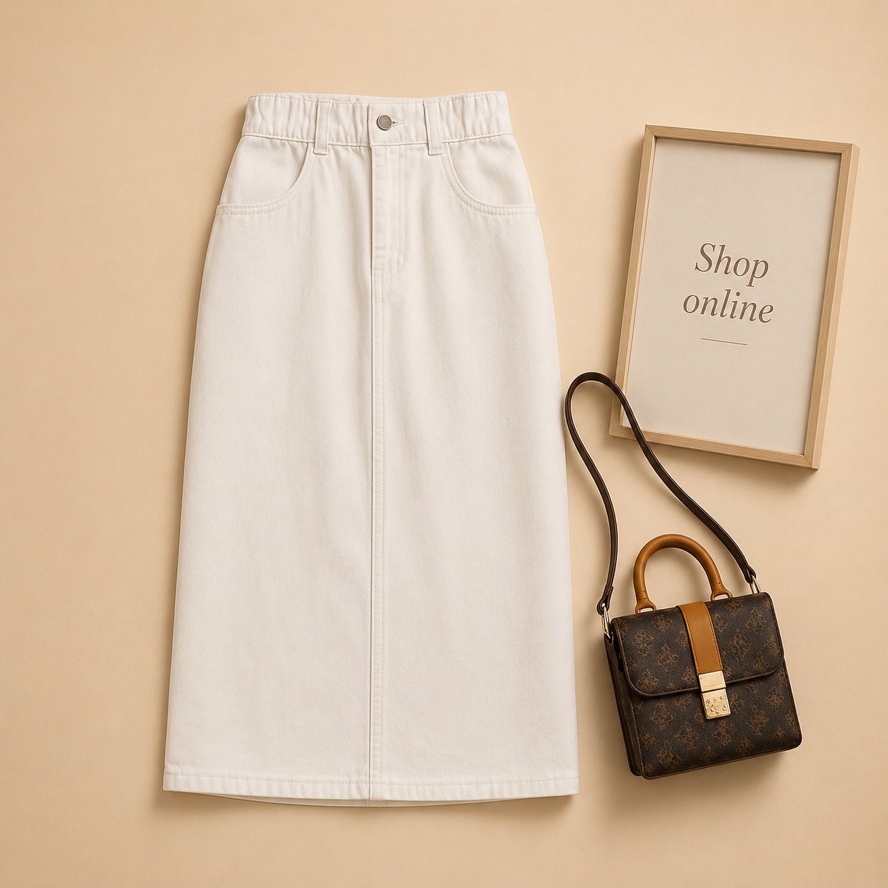 WHITE Denim Skirt