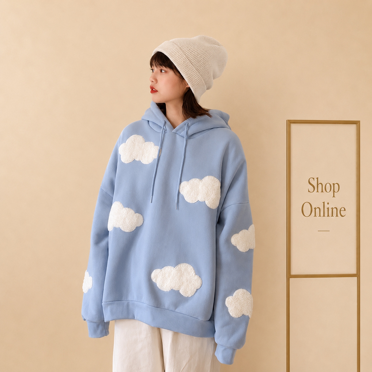 SKY BLUE HOOD CLOUD ALL OVER