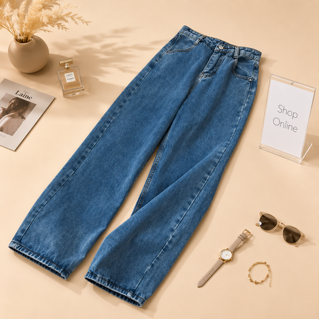 Mid-Blue Wide Leg