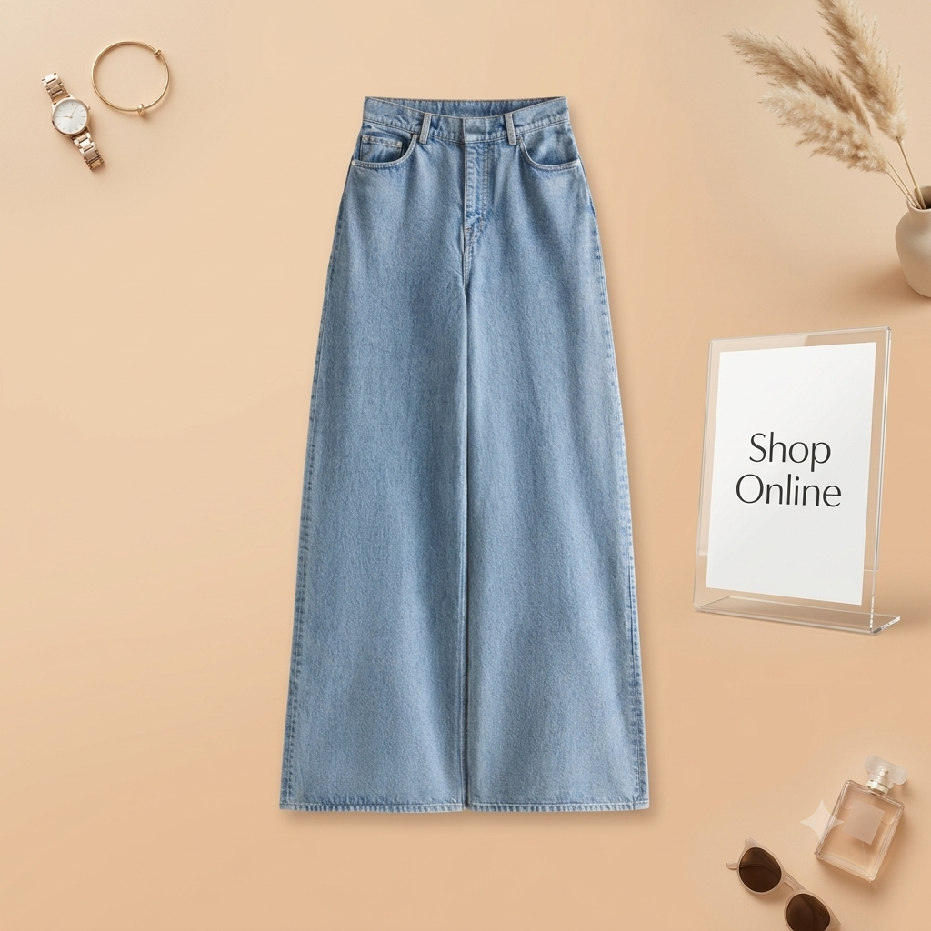 Icy Mid-Blue Wide Leg