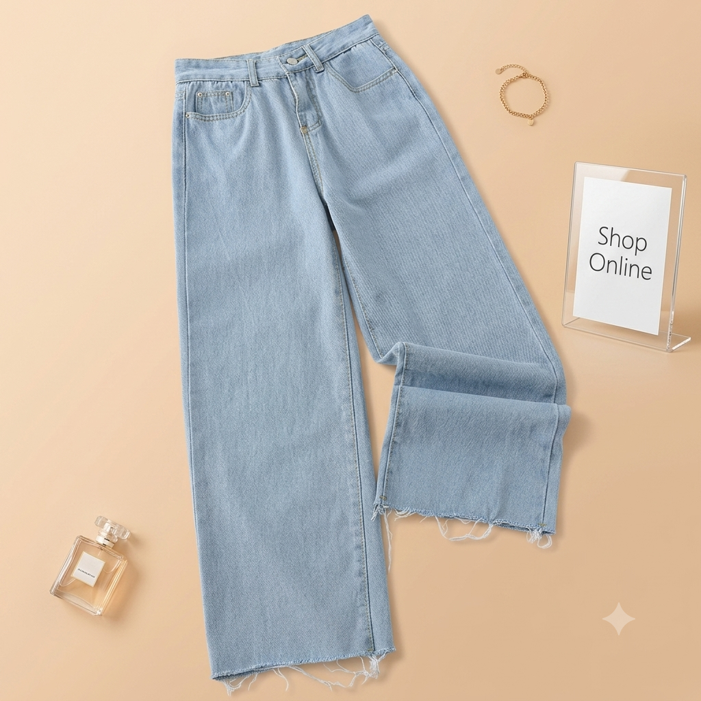 Sky-Blue Wide Leg