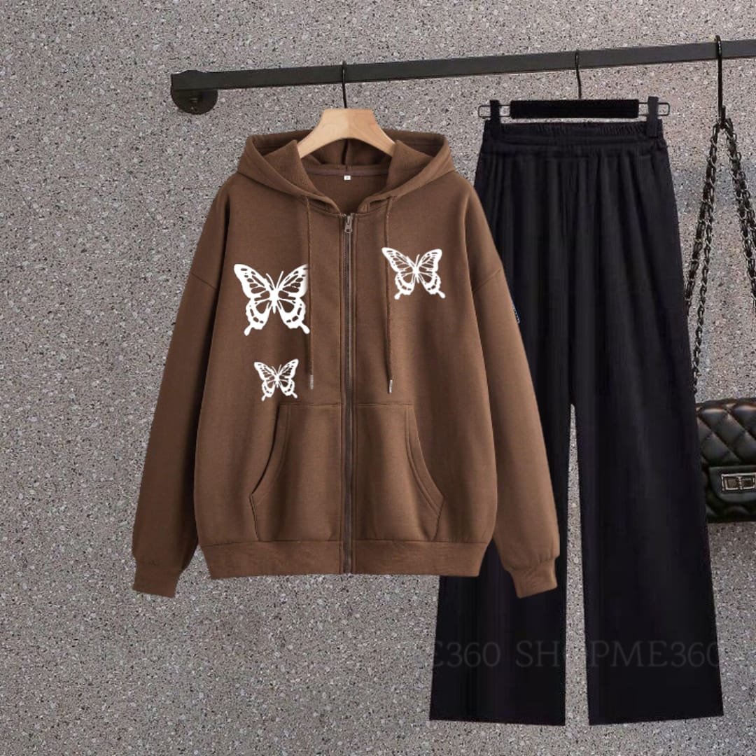 BROWN ZIPPER 3 BUTTERFLY-BLACK FLAPPER