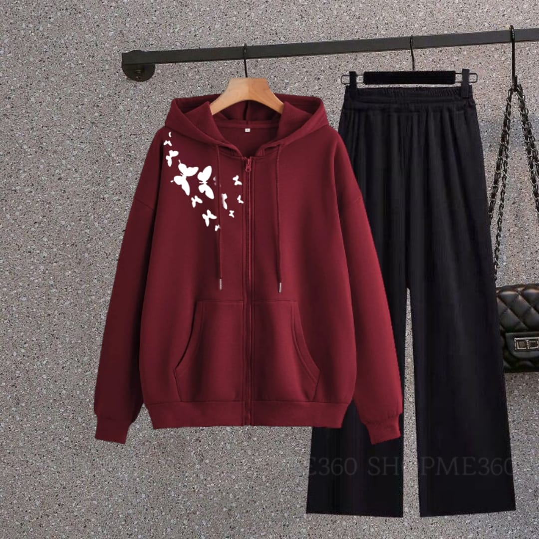 MAROON ZIPPER SHOULDER BUTTERFLY-BLACK FLAPPER