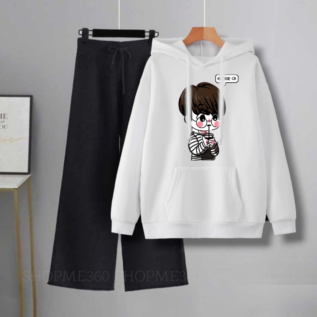 WHITE HOODIE KOOKI-BLACK FLAPPER