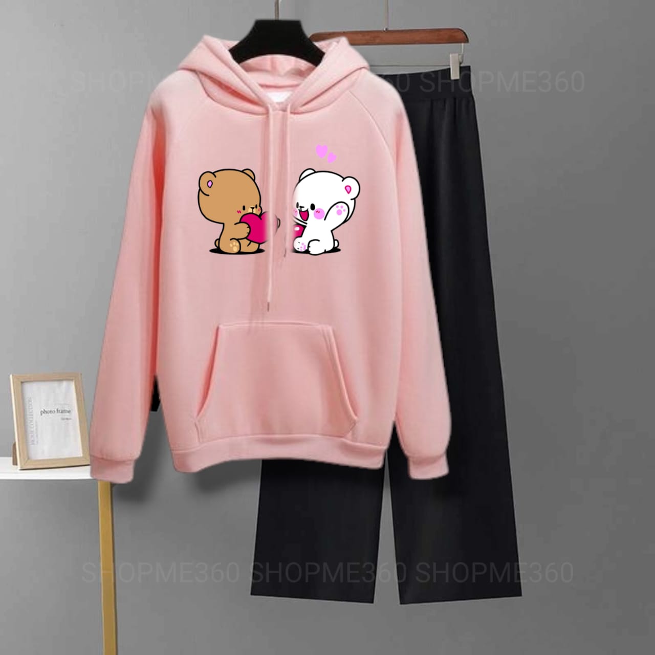 PINK HOODIE PAIR-BLACK FLAPPER
