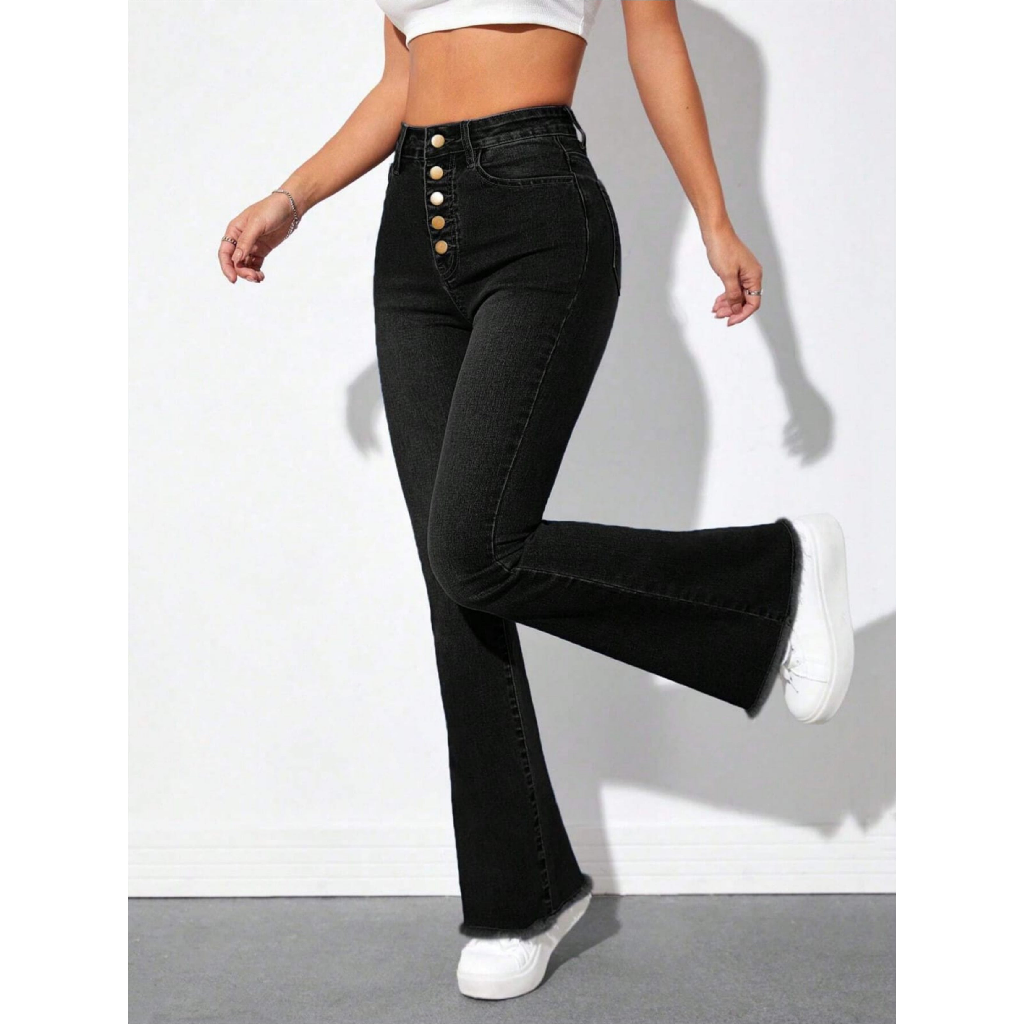 BLACK BELL BOTTOM DENIM JEANS – SHOPME360