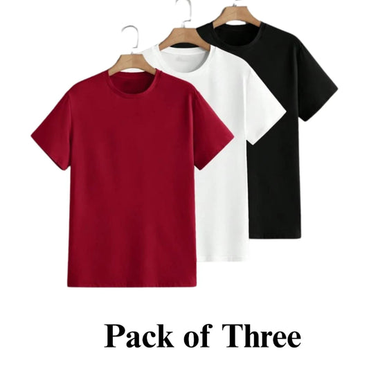 PACK OF 3 TSHIRTS- RED WHITE  BLACK
