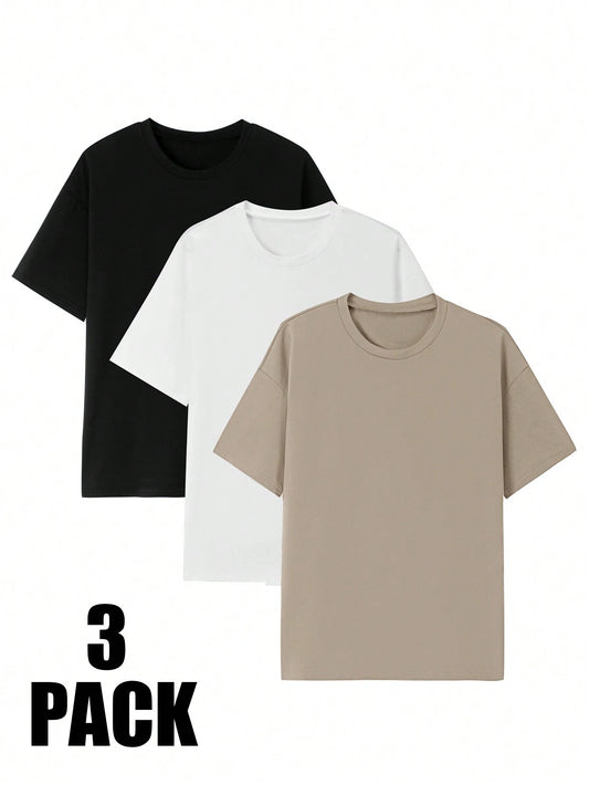 PACK OF 3 TSHIRTS- BEIGE WHITE BLACK