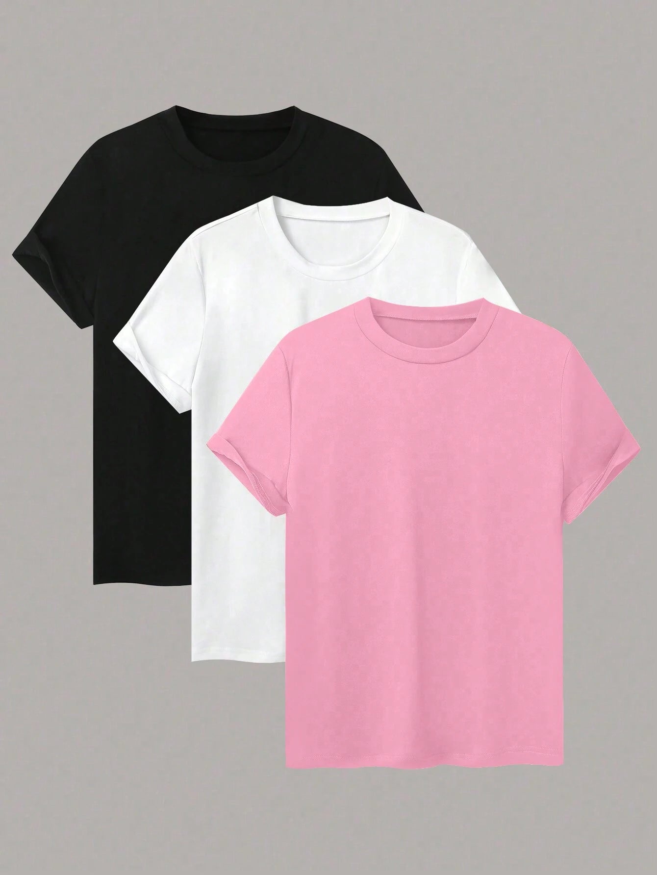 PACK OF 3 TSHIRTS- PINK WHITE BLACK