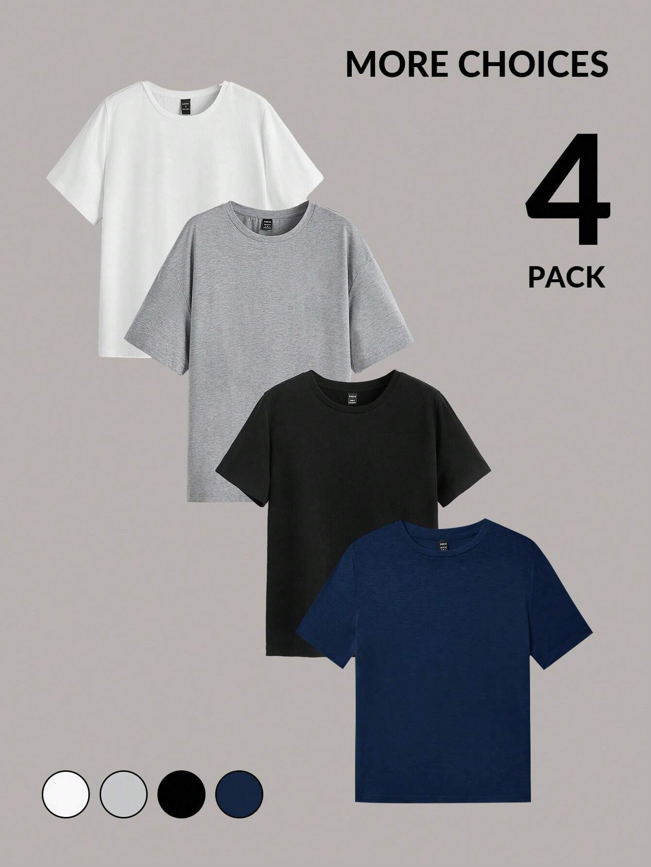 PACK OF 4 TSHIRTS- WHITE GREY BLACK NAVY BLUE