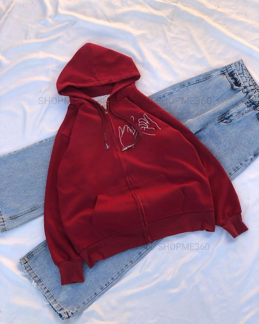 MAROON ZIPPER POC PINKY PROMISE -SKY BLUE WIDE LEG JEANS