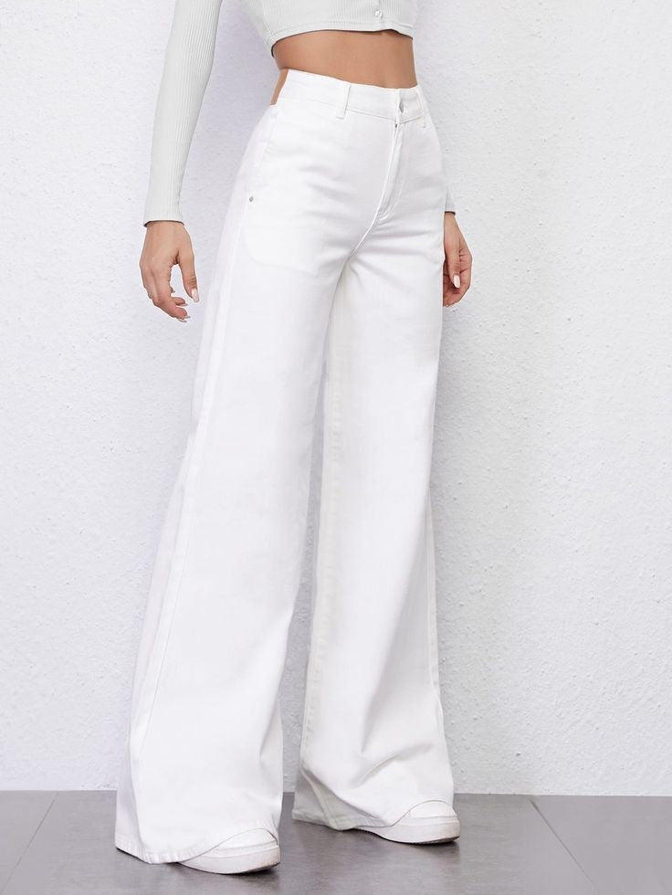 WHITE WIDE LEG JEANS