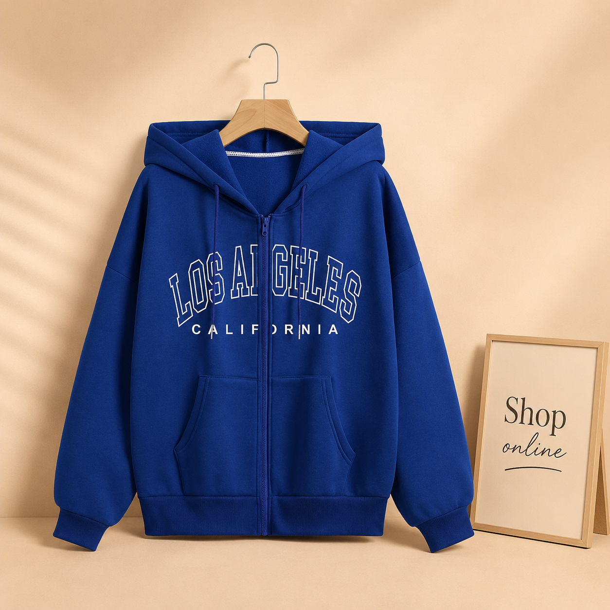 ROYAL BLUE ZIPPER HOODIE LOS ANGLES