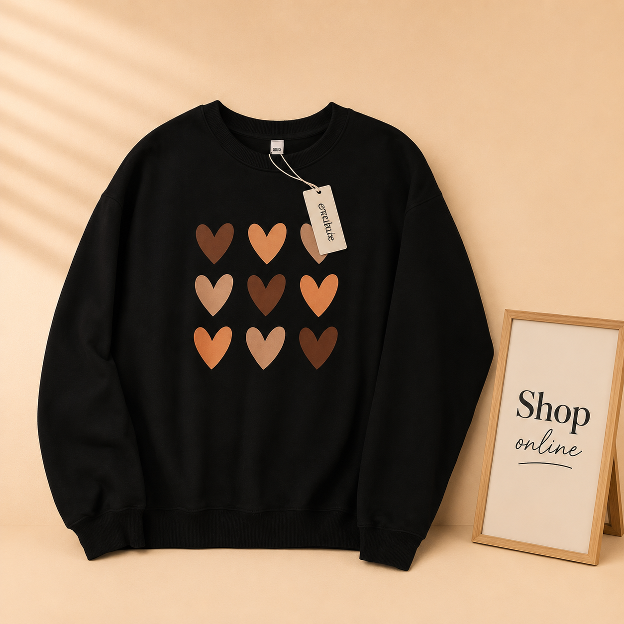 BROWN HEART SHEET BLACK SWEATSHIRT