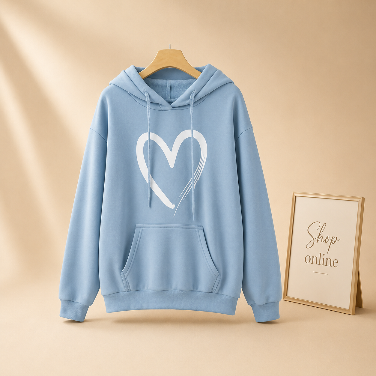 SHREDED HEART HOODIE SKY BLUE