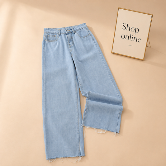 ICE BLUE WIDE LEG JEANS
