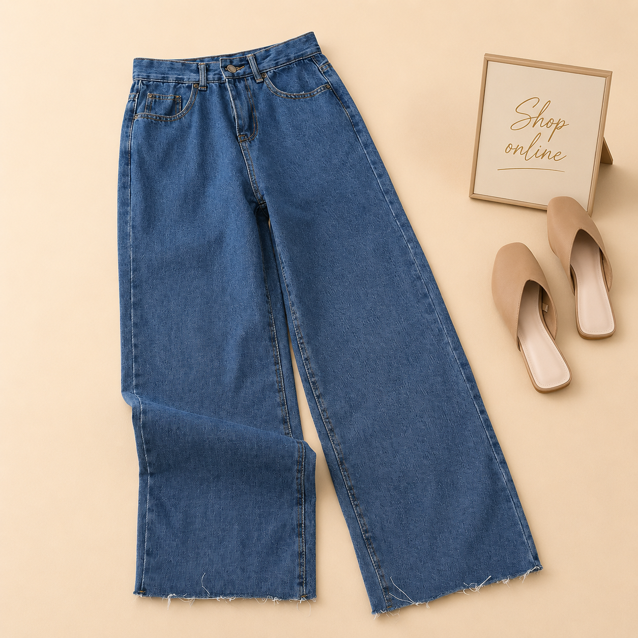 DARK BLUE WIDE LEG JEANS