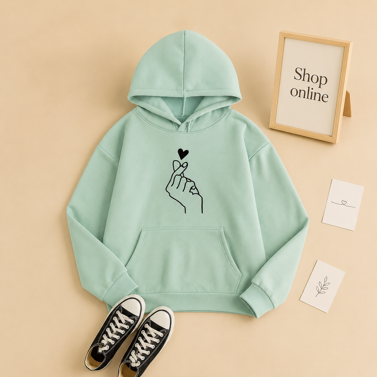 SEA GREEN LOVE CHARM HOODIE