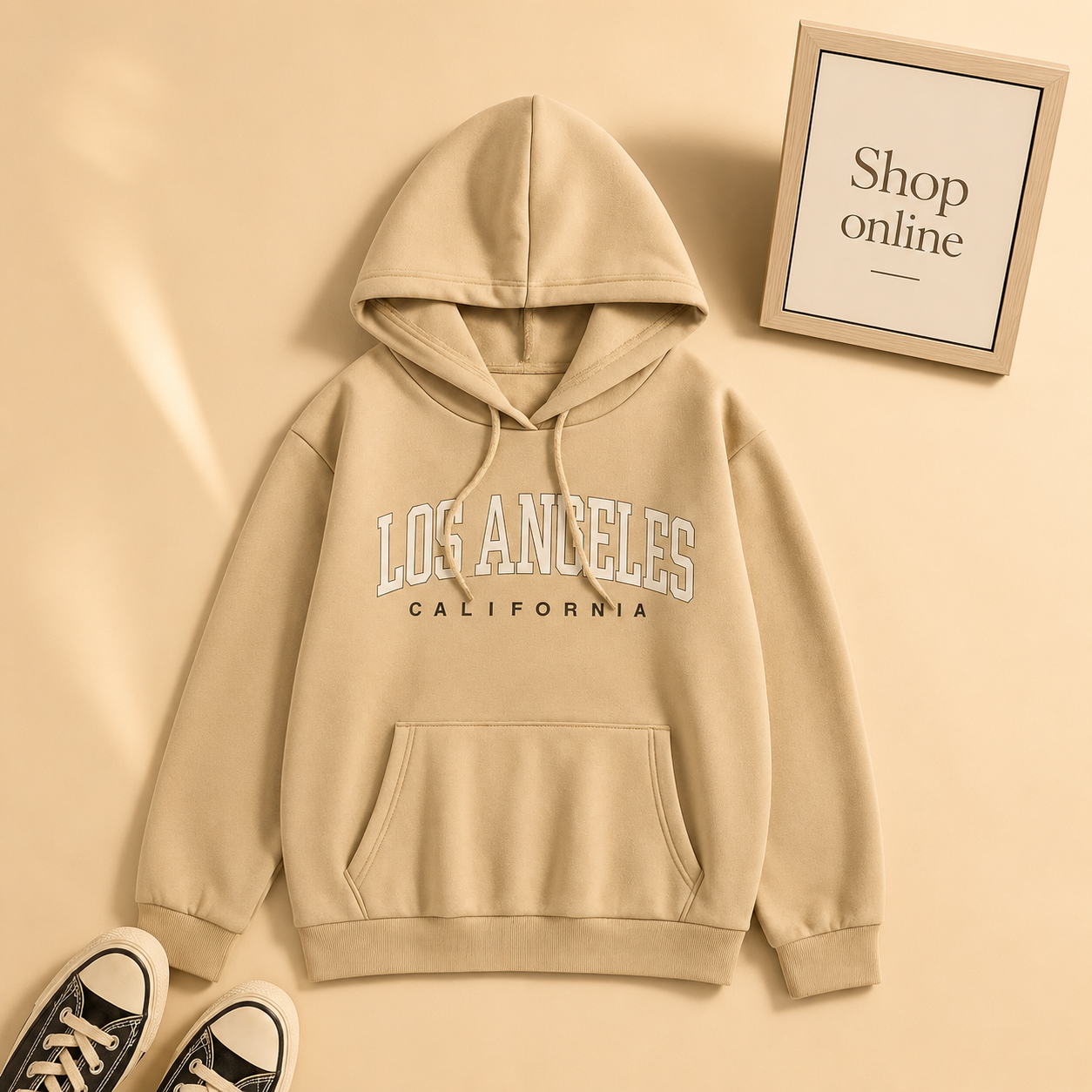 BEIGE LOS ANGLES HOODIE