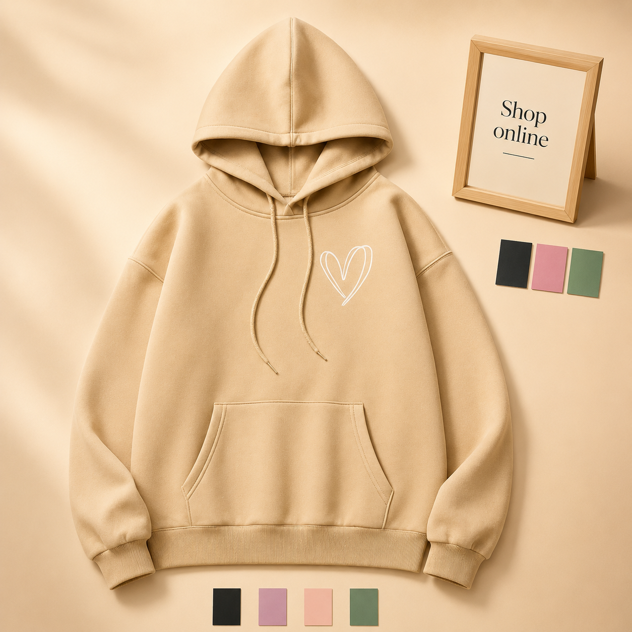 pocket shreded heart hoodie