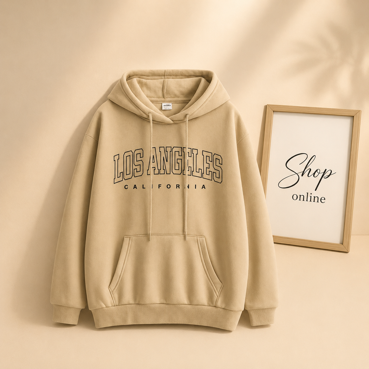 BEIGE LOS ANGLES HOODIE
