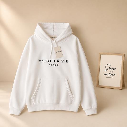 White cest la vie hoodie