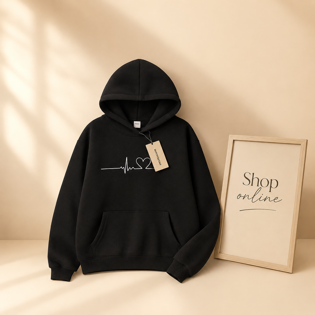 HEART BEAT BLACK HOODIE