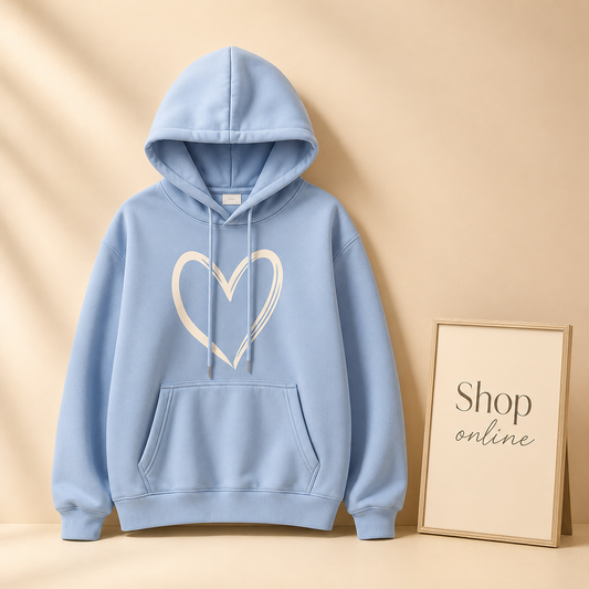 SKY BLUE SHREDED HEART HOODIE