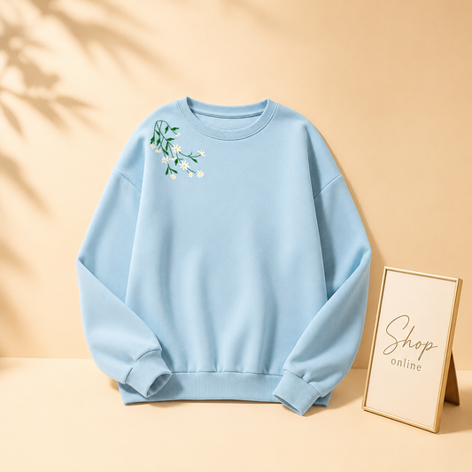 SHOULDER FLOWER SWEATSHIRT